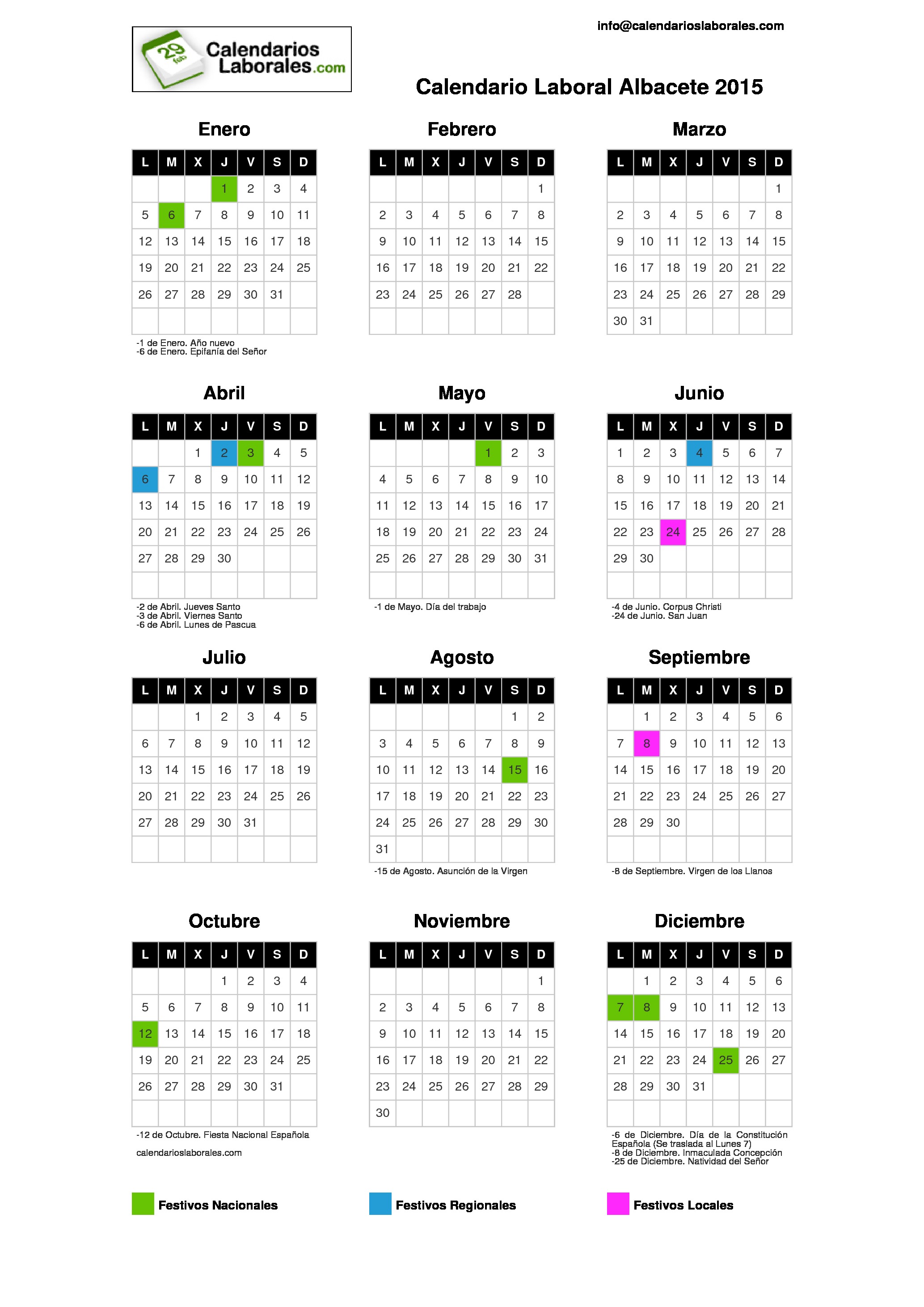 calendario diciembre 2015 para imprimir
