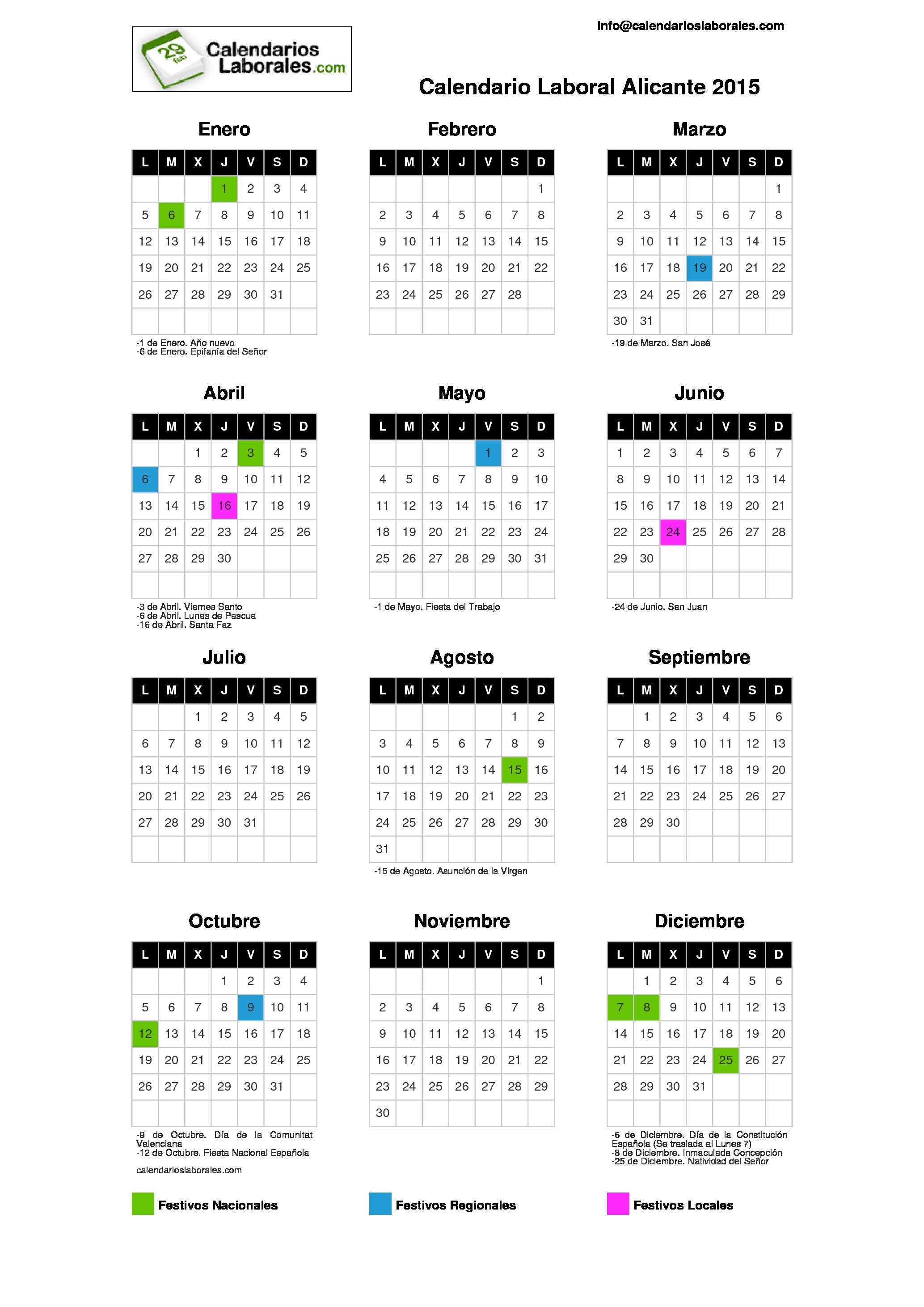 calendario laboral alicante 2015