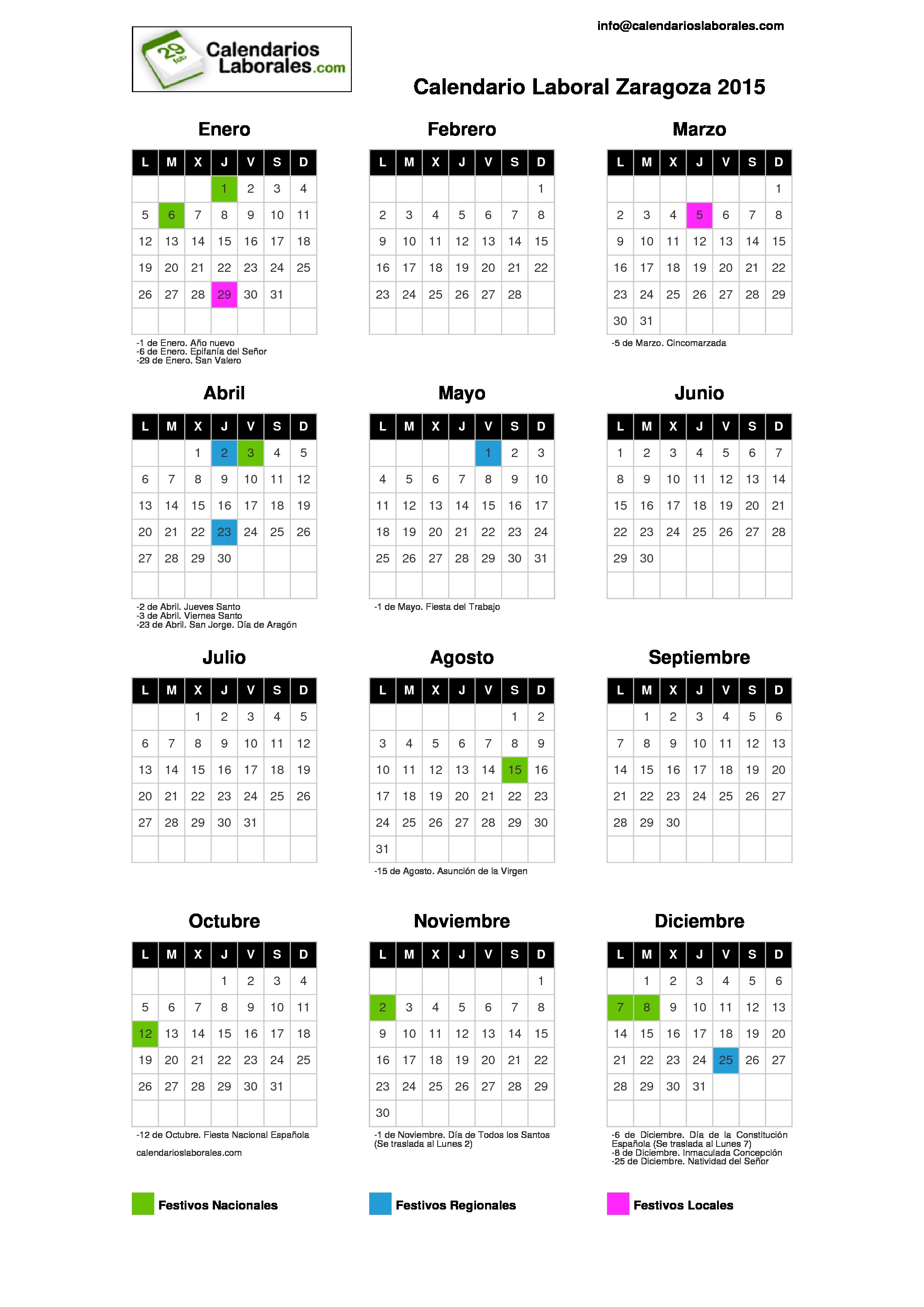 imprimir calendario 2015