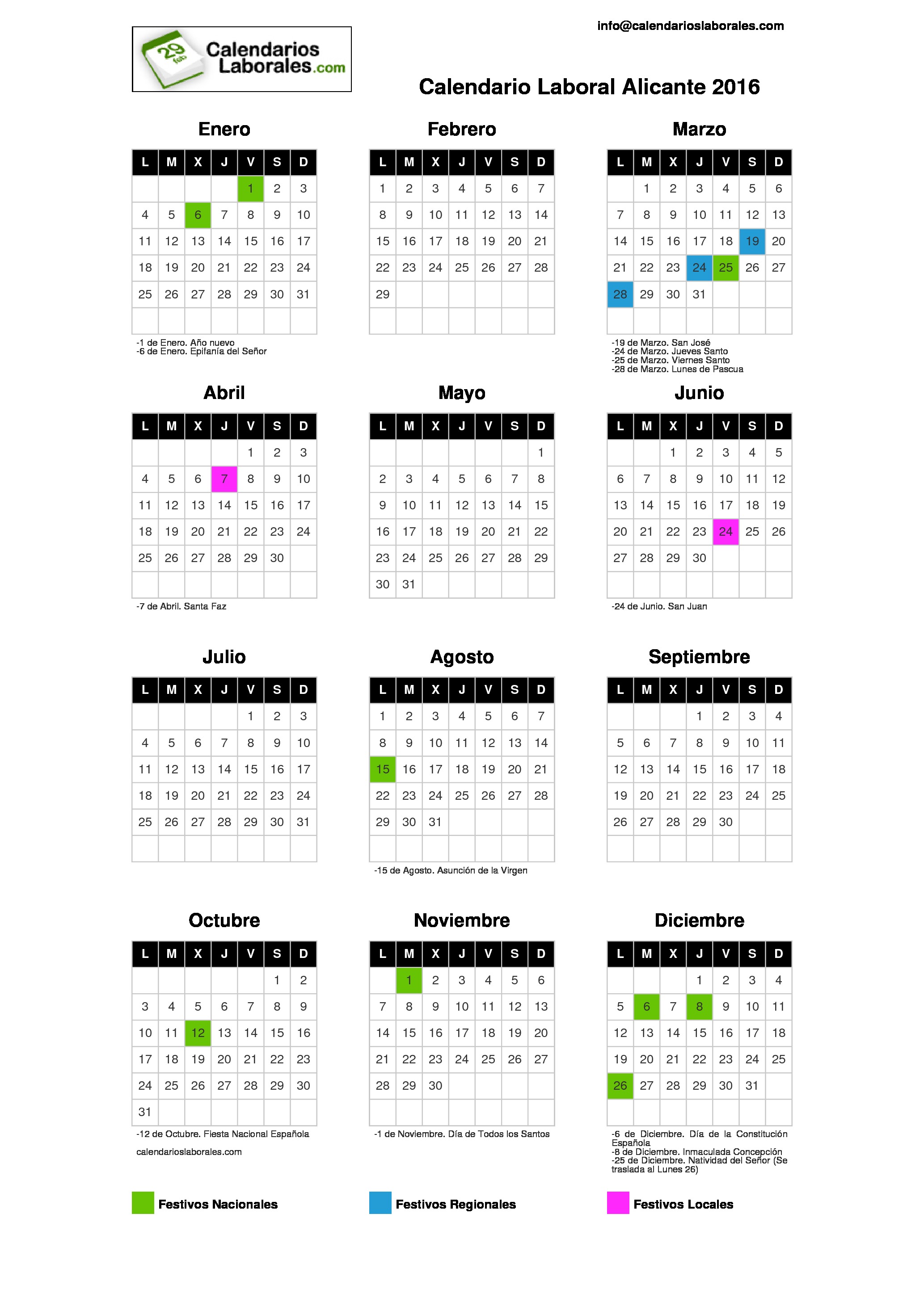 Calendario Laboral Alicante 2016 calendario laboral alicante 2018