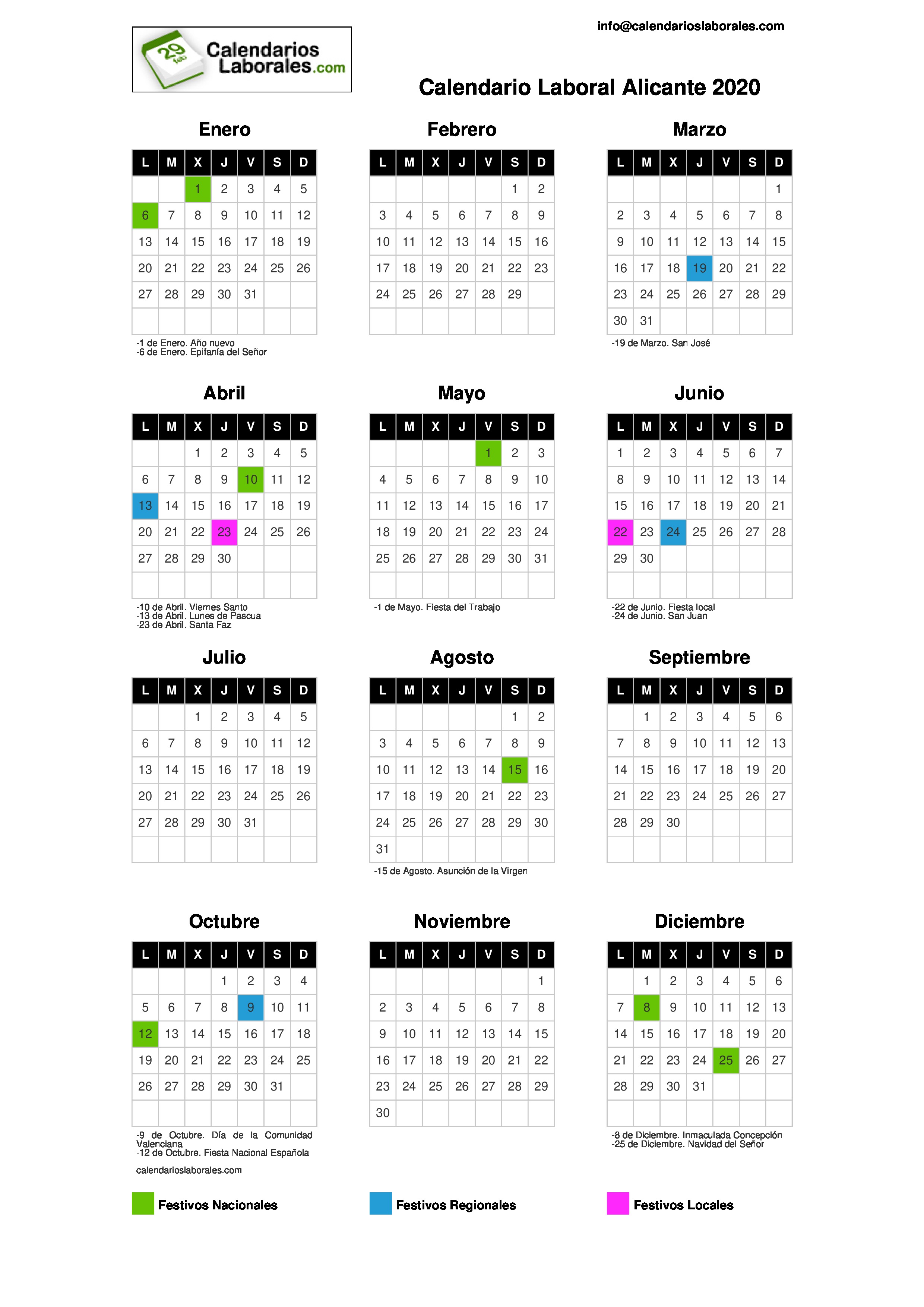 Calendario Laboral De Alicante