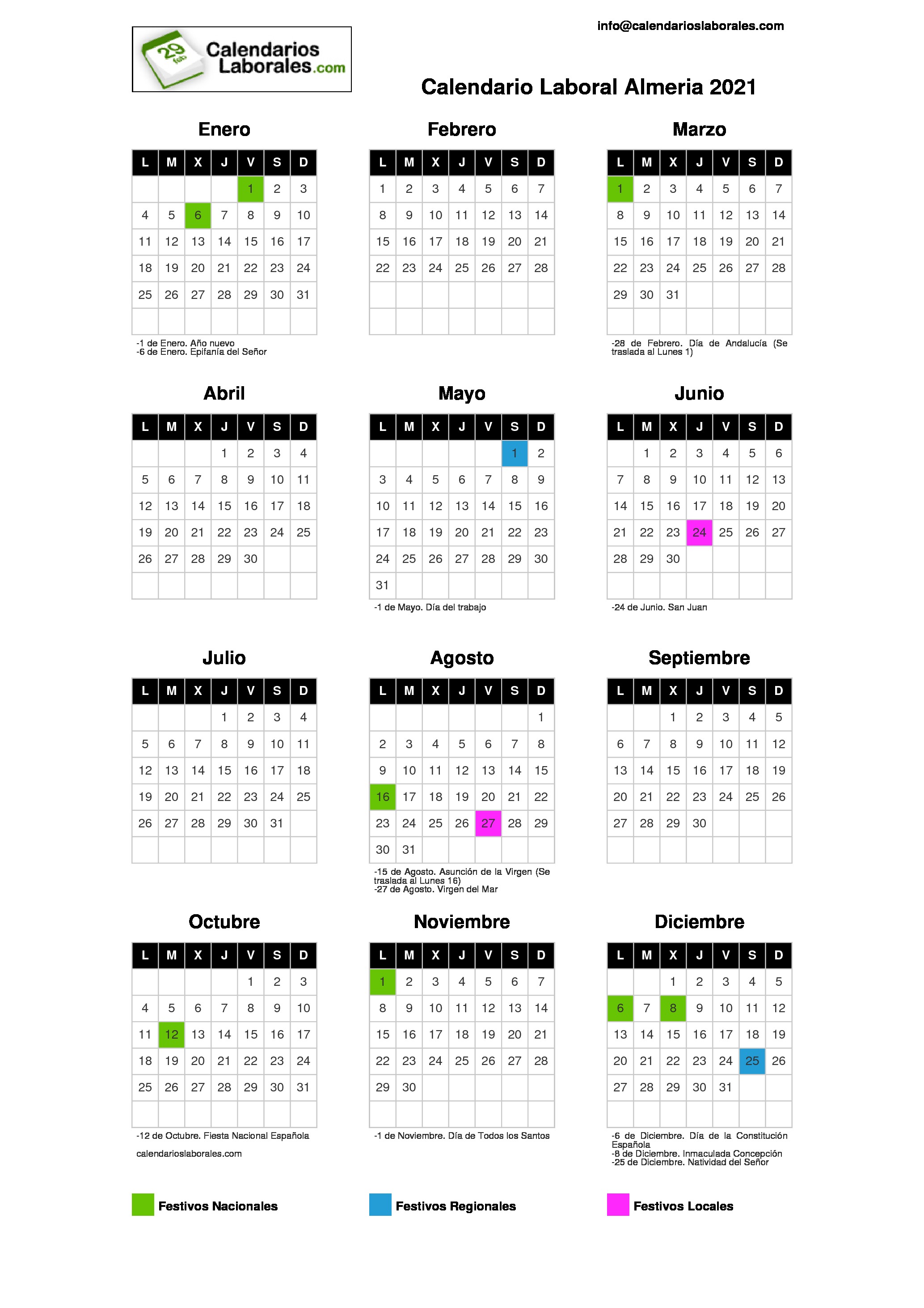 Calendario Laboral Almeria 2021 calendario laboral san juan de alicante 2021
