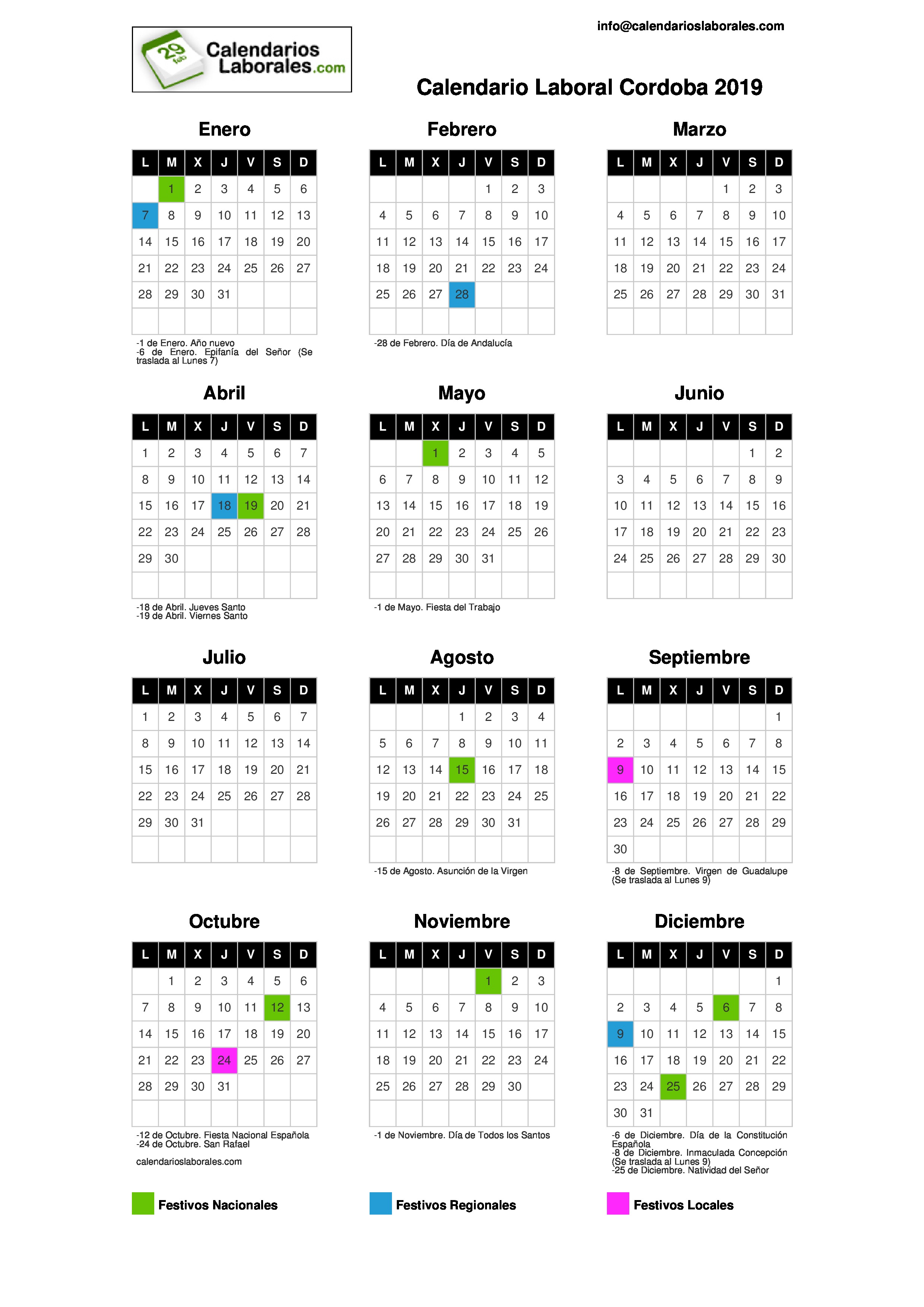 Calendario Laboral Córdoba 20192480 x 3508