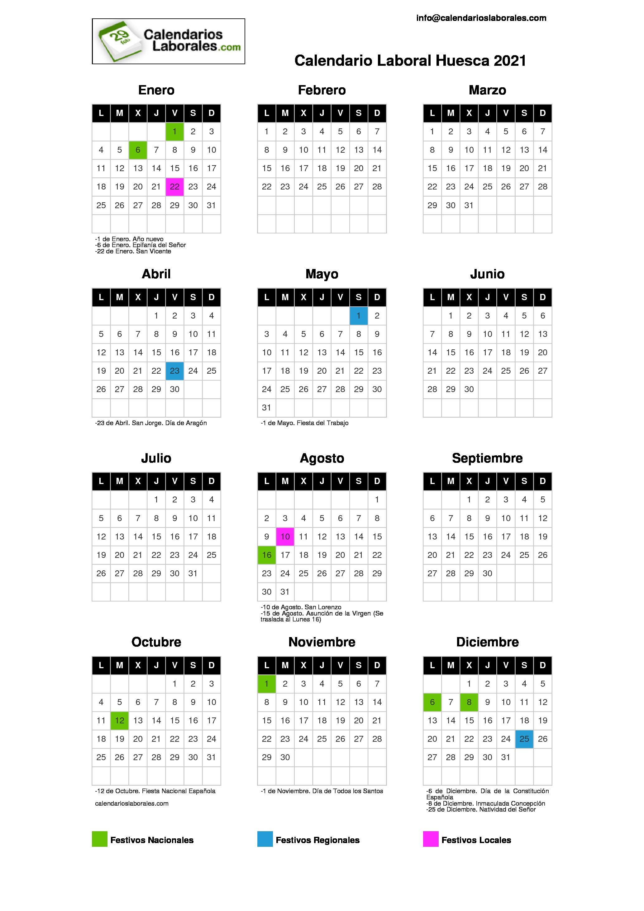 Calendario Laboral Huesca 2021 calendario laboral construccion aragon 2020