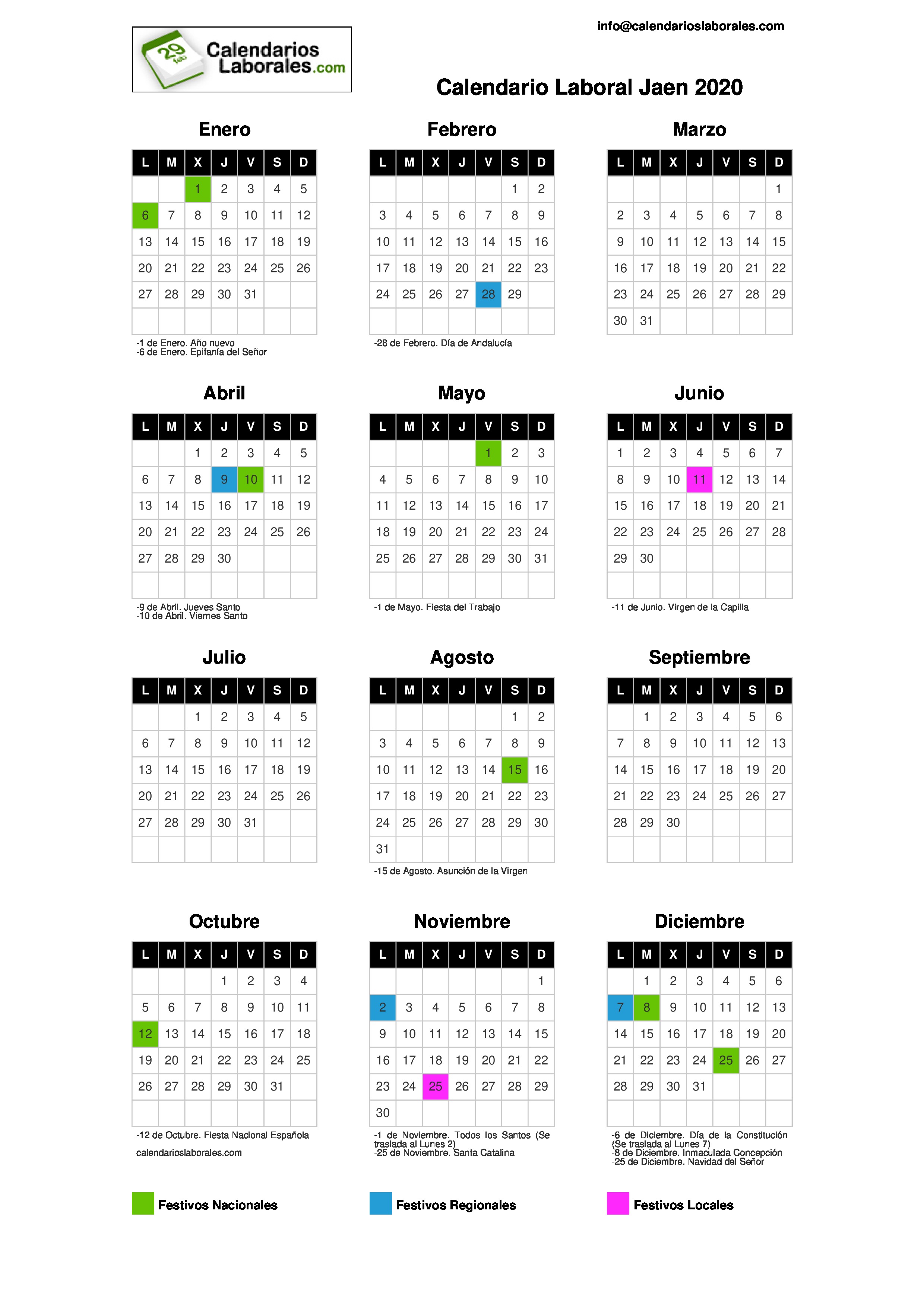 Calendario Laboral Jaen