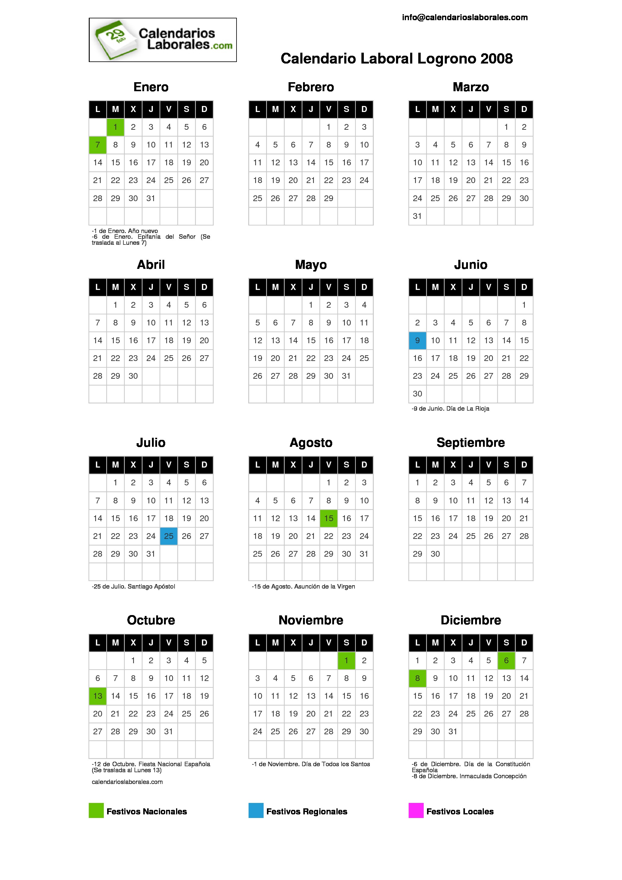 Calendario Laboral Logrono 2008 calendario laboral logroño 2008