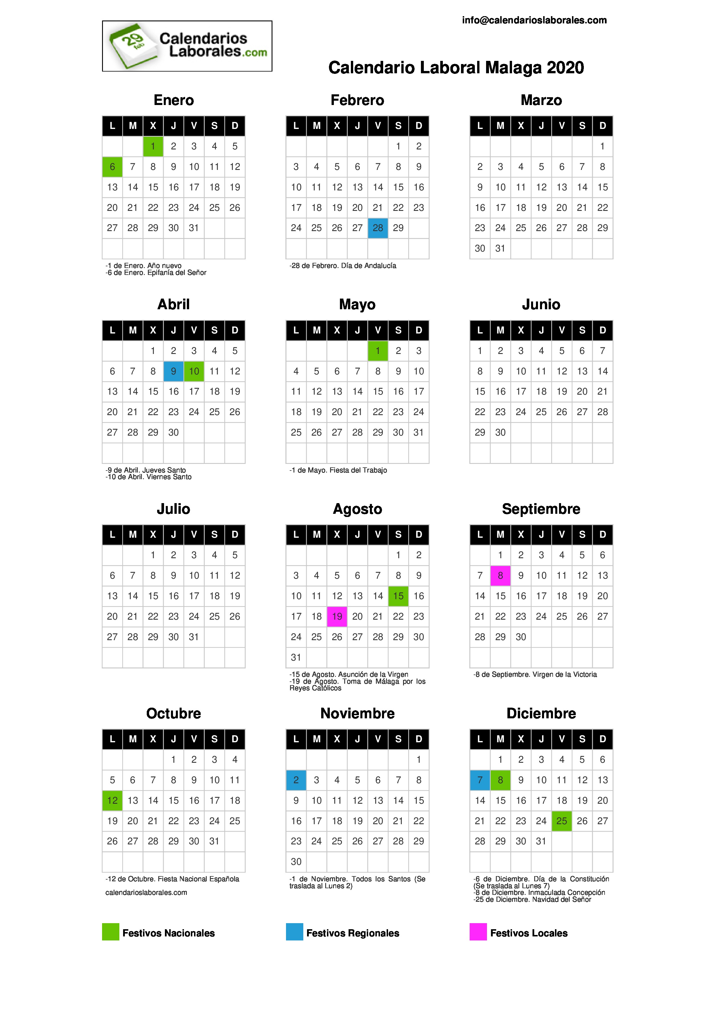 Calendario Laboral De Malaga