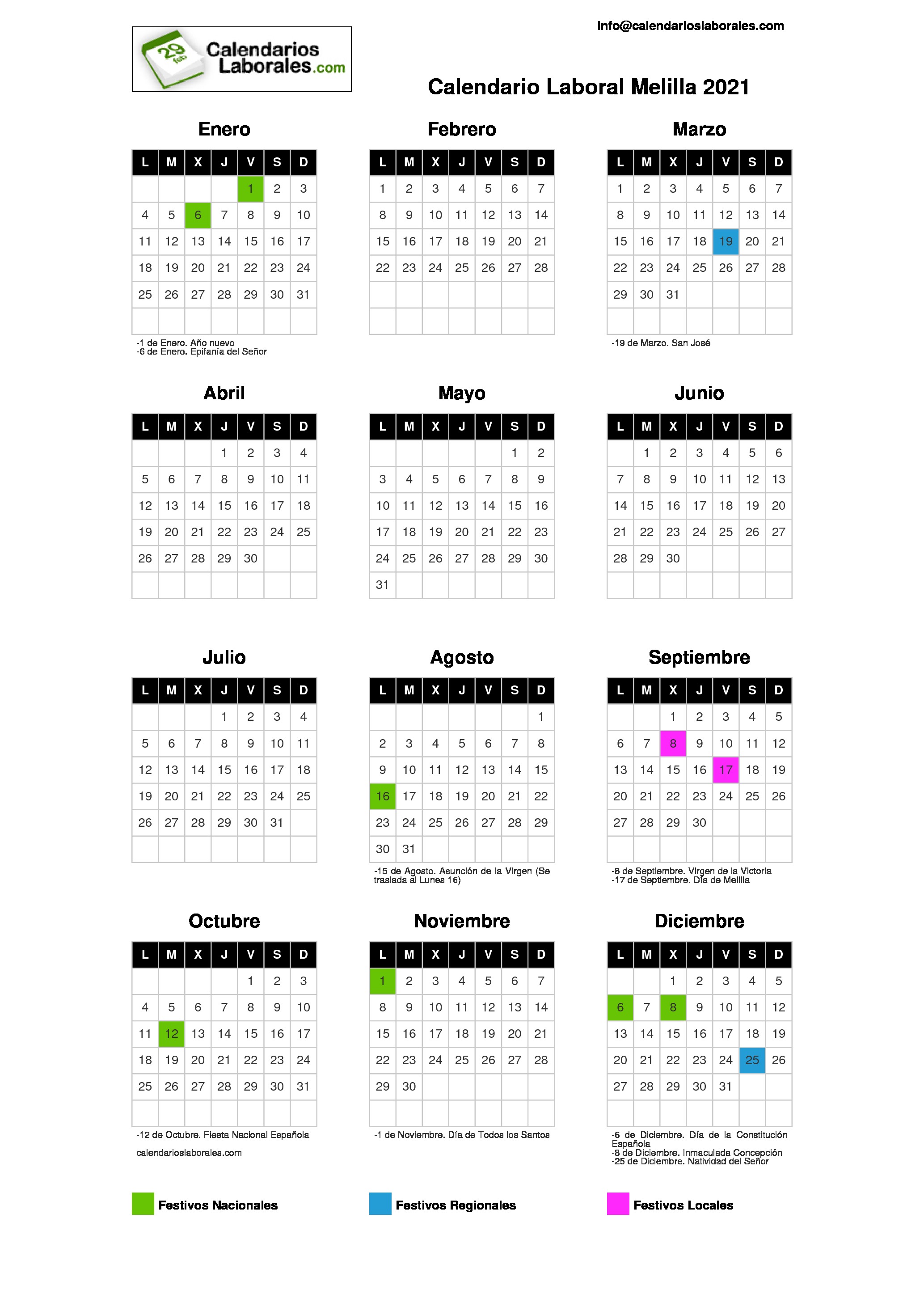 Calendario Laboral Melilla 2021 calendario laboral melilla 2021