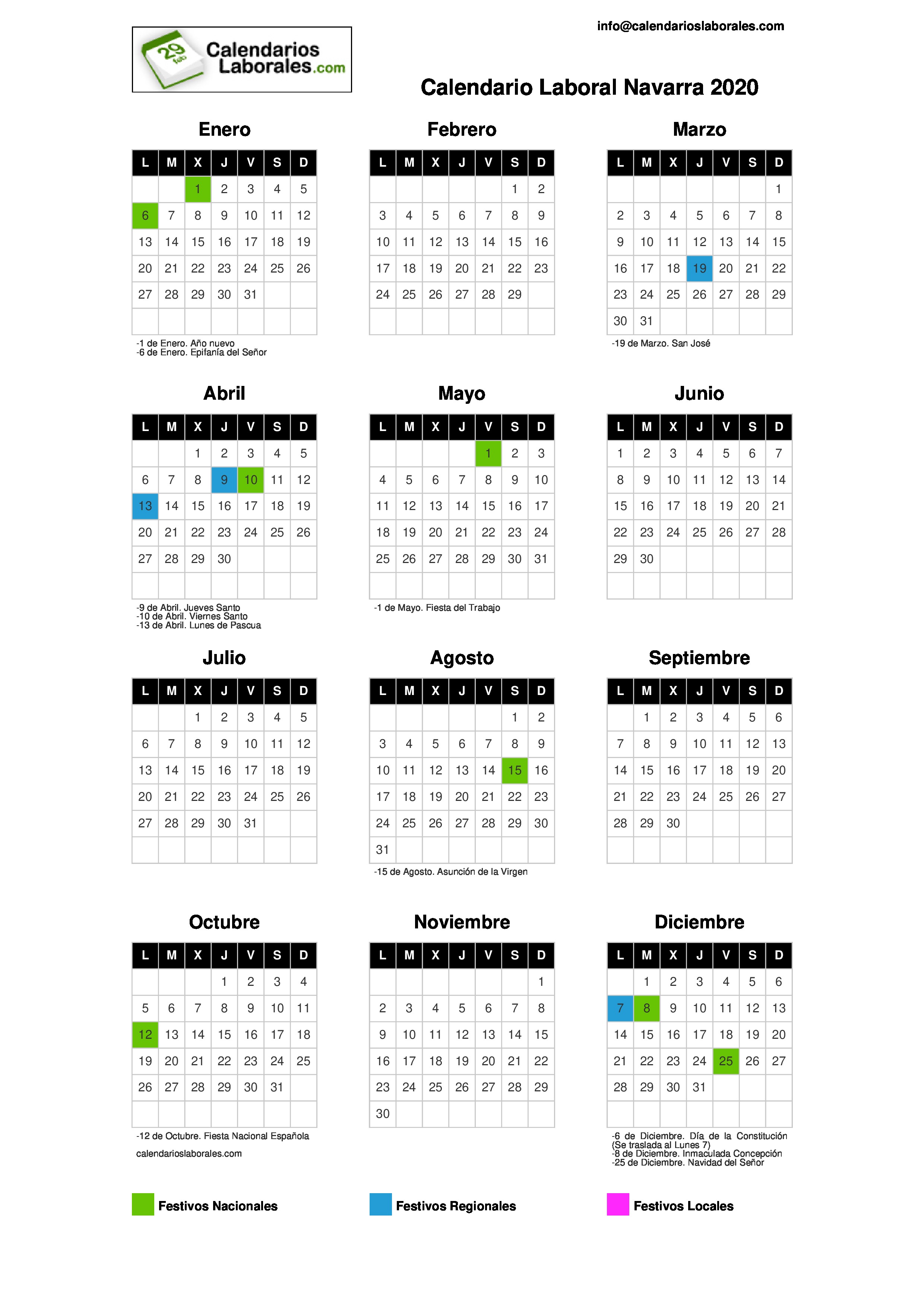 Calendario Laboral Navarra 20202067 x 2923