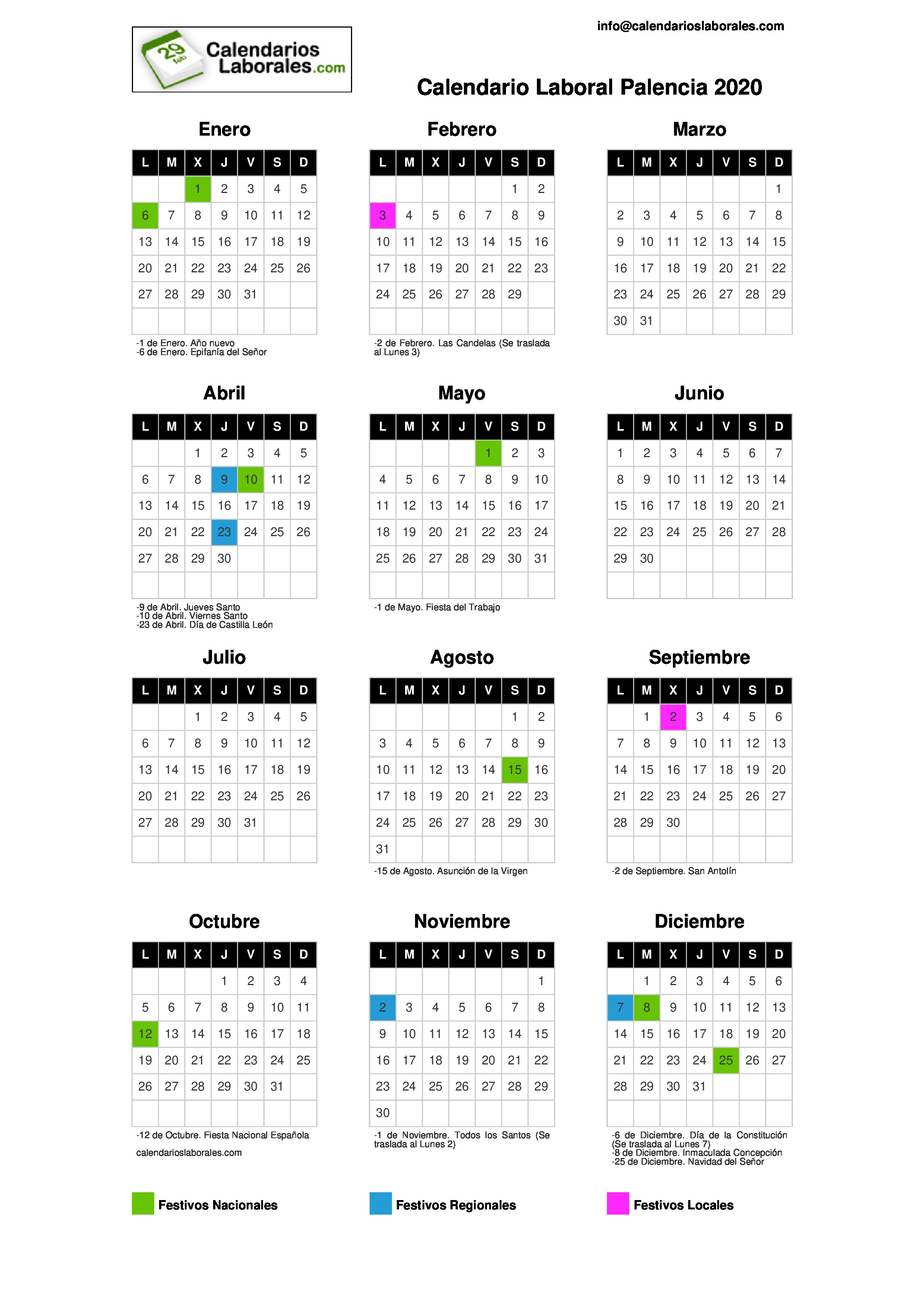 Calendario Laboral De Palencia