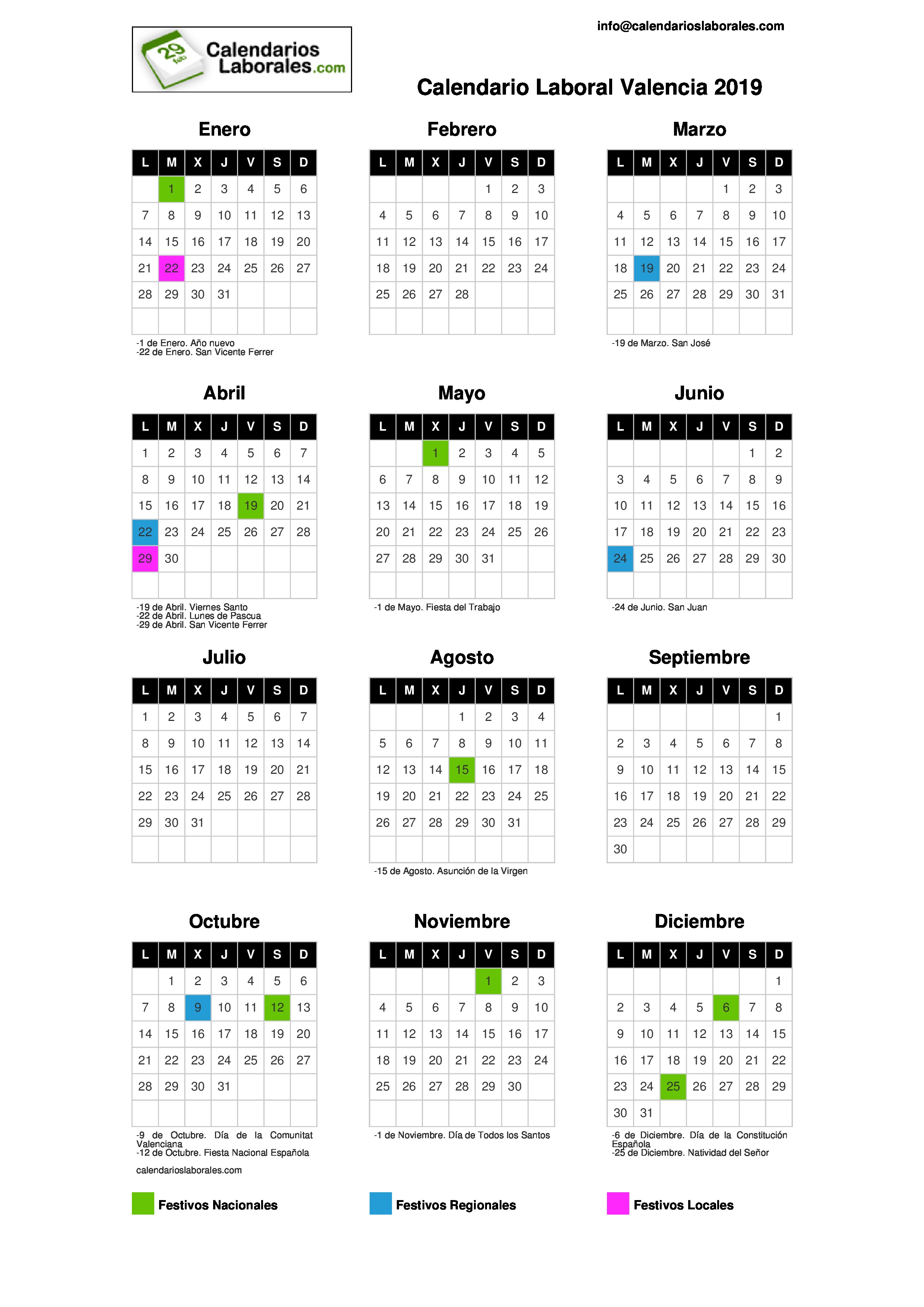 calendario laboral 2019 valencia gva