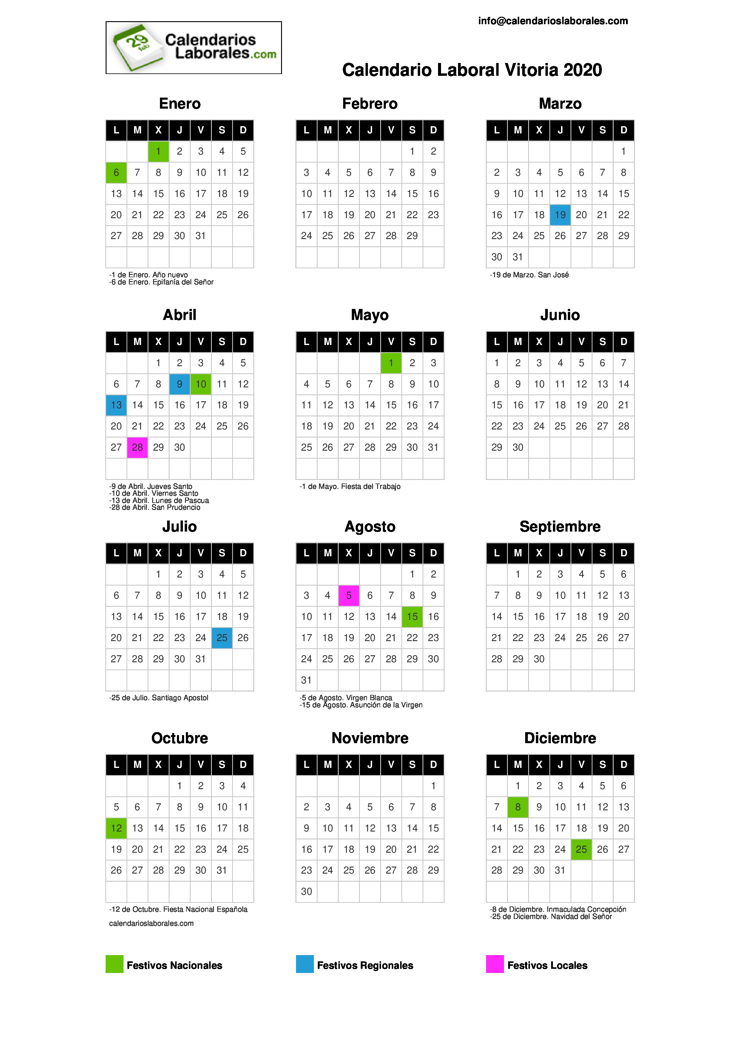 Calendario Laboral Vitoria 2020 calendario laboral vitoria